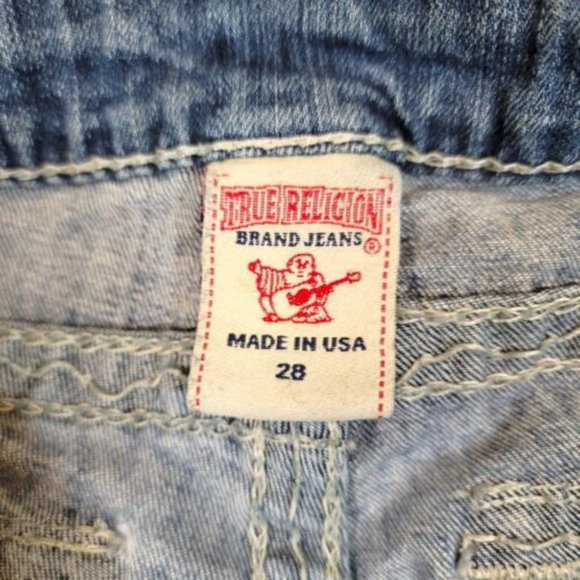 True Religion Women's Blue Belt Looped Slim Fit Straight Leg Denim Jeans Size 28 - Picture 2 of 4